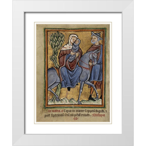 The Flight into Egypt White Modern Wood Framed Art Print with Double Matting by Illuminator, Unknown 12th Century English