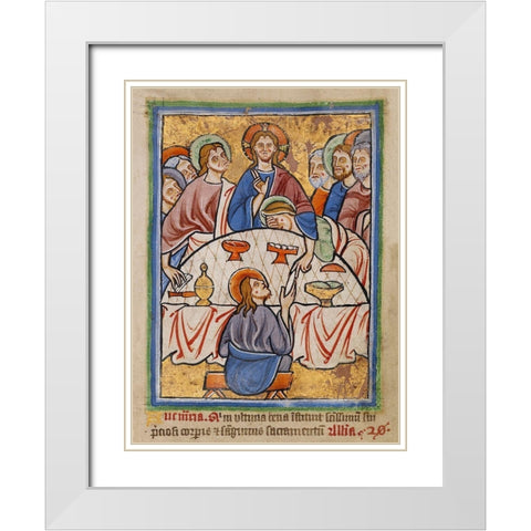 The Last Supper White Modern Wood Framed Art Print with Double Matting by Illuminator, Unknown 12th Century English