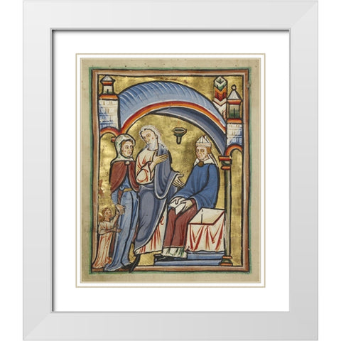 The Presentation of the Virgin in the Temple White Modern Wood Framed Art Print with Double Matting by Illuminator, Unknown 12th Century English
