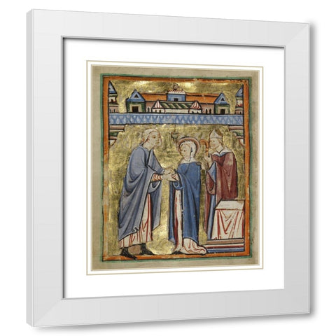 The Marriage of the Virgin White Modern Wood Framed Art Print with Double Matting by Illuminator, Unknown 12th Century English