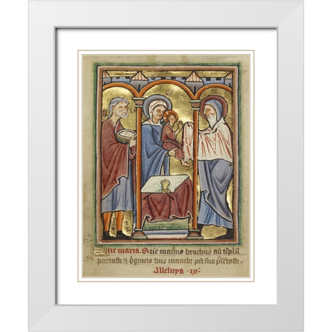 The Presentation in the Temple White Modern Wood Framed Art Print with Double Matting by Illuminator, Unknown 12th Century English