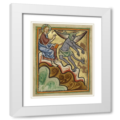 The Third Temptation White Modern Wood Framed Art Print with Double Matting by Illuminator, Unknown 12th Century English