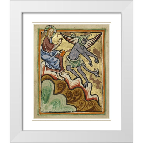 The Third Temptation White Modern Wood Framed Art Print with Double Matting by Illuminator, Unknown 12th Century English