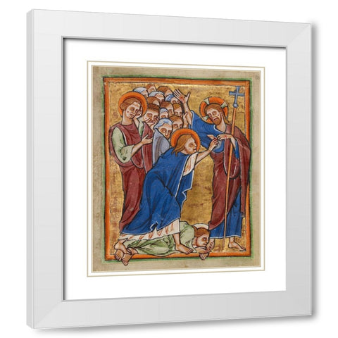 Doubting Thomas White Modern Wood Framed Art Print with Double Matting by Illuminator, Unknown 12th Century English