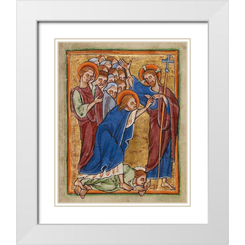 Doubting Thomas White Modern Wood Framed Art Print with Double Matting by Illuminator, Unknown 12th Century English