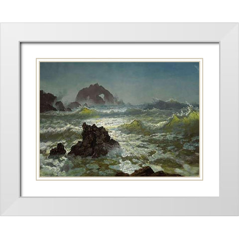 Seal Rock, California White Modern Wood Framed Art Print with Double Matting by Bierstadt, Albert