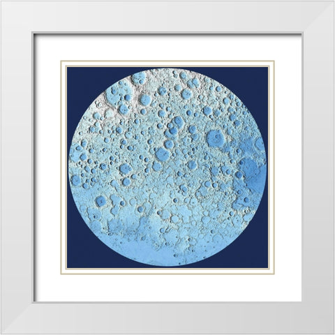 Unmarked Decorative Topographic Map of the Moon, North Pole White Modern Wood Framed Art Print with Double Matting by United States Geological Survey
