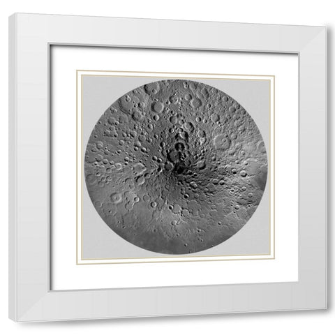 Unmarked Map of the Moon, North Pole White Modern Wood Framed Art Print with Double Matting by US Geological Survey