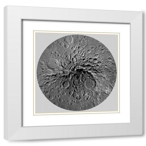 Unmarked Map of the Moon, South Pole White Modern Wood Framed Art Print with Double Matting by US Geological Survey