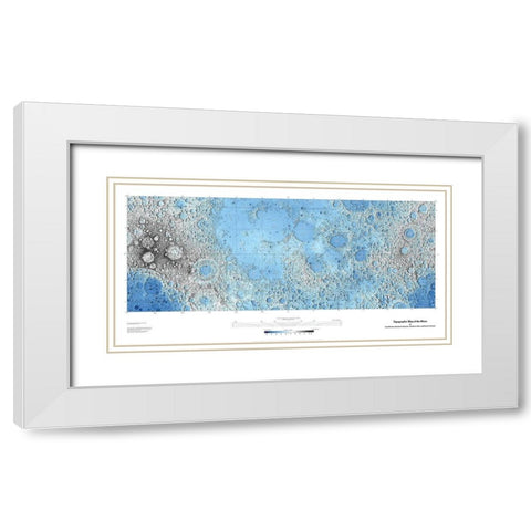 Decorative Topographic Map of the Moon, Projection White Modern Wood Framed Art Print with Double Matting by United States Geological Survey