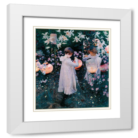 Carnation, Lily, Lily, Rose, 1885 White Modern Wood Framed Art Print with Double Matting by Sargent, John Singer