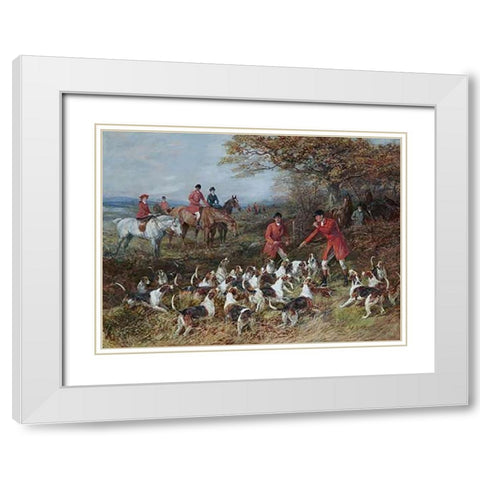 Hunters and Hounds White Modern Wood Framed Art Print with Double Matting by Hardy, Heywood
