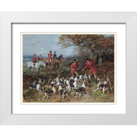 Hunters and Hounds White Modern Wood Framed Art Print with Double Matting by Hardy, Heywood