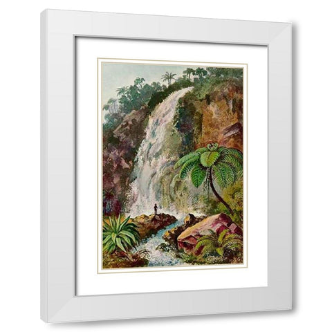 Wasserfall von TjiburMaps Am Vulkan Pangerango in Java White Modern Wood Framed Art Print with Double Matting by Haeckel, Ernst