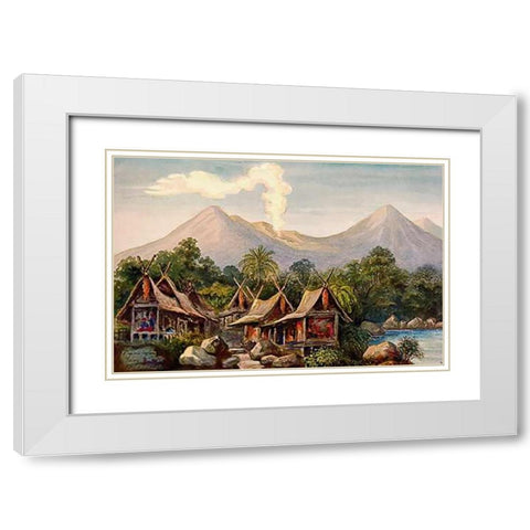 Vulkan Papandajan auf Java White Modern Wood Framed Art Print with Double Matting by Haeckel, Ernst