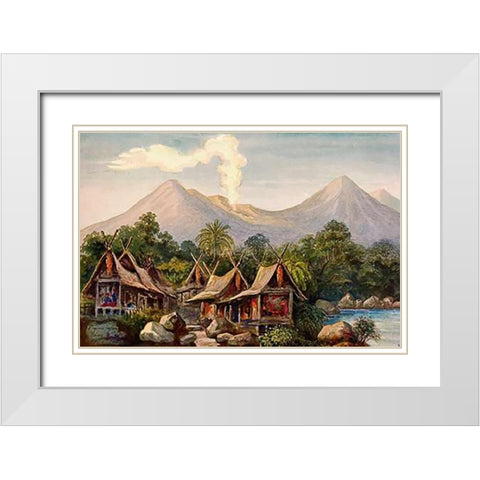 Vulkan Papandajan auf Java White Modern Wood Framed Art Print with Double Matting by Haeckel, Ernst