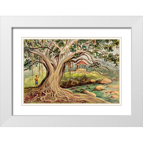 Gummibaum auf Java Ficus elastica in Buitenzorg White Modern Wood Framed Art Print with Double Matting by Haeckel, Ernst