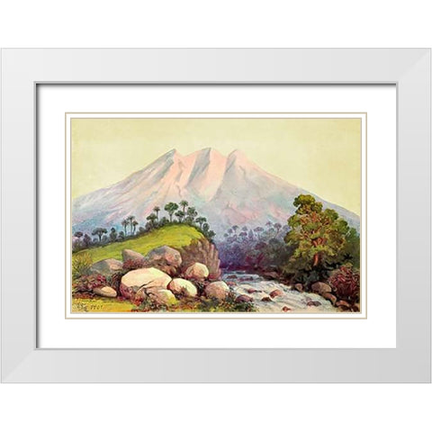 Vulkan Tandikat, Westkuste von Sumatra White Modern Wood Framed Art Print with Double Matting by Haeckel, Ernst
