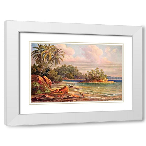 Cocos-Insel bei Belligemma (Gan-Duva) Ceylon White Modern Wood Framed Art Print with Double Matting by Haeckel, Ernst
