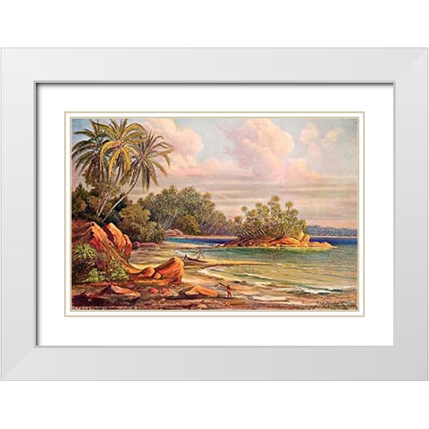 Cocos-Insel bei Belligemma (Gan-Duva) Ceylon White Modern Wood Framed Art Print with Double Matting by Haeckel, Ernst
