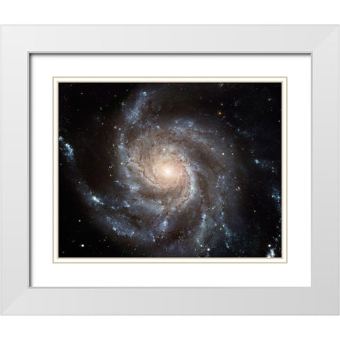 Messier 101 (M101) White Modern Wood Framed Art Print with Double Matting by NASA