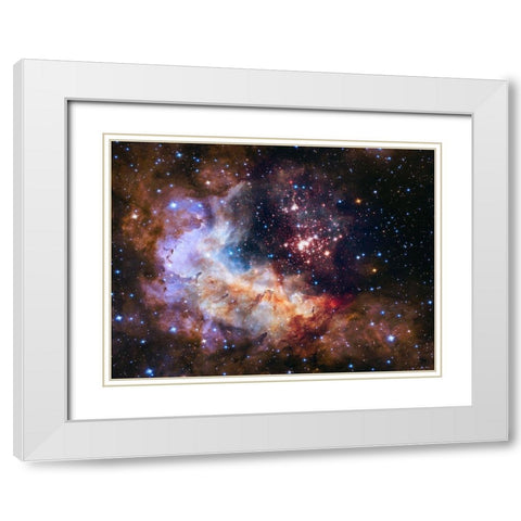 Westerlund 2 and Gum 29 Cluster and Star Forming Region White Modern Wood Framed Art Print with Double Matting by NASA