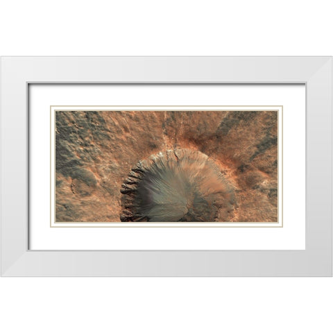 Mars HiRISE - Crater near Sirenum Fossae White Modern Wood Framed Art Print with Double Matting by NASA