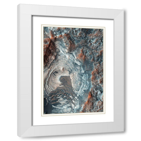 Mars HiRISE - Surface Layers and Dark Dunes White Modern Wood Framed Art Print with Double Matting by NASA