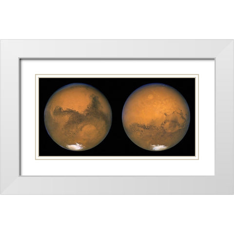 Two Sides of Mars, Aug. 23, 2003 White Modern Wood Framed Art Print with Double Matting by NASA