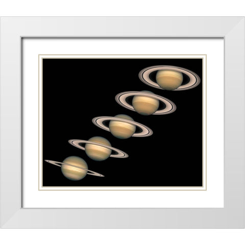 Views of Saturn, 1996-2000 White Modern Wood Framed Art Print with Double Matting by NASA
