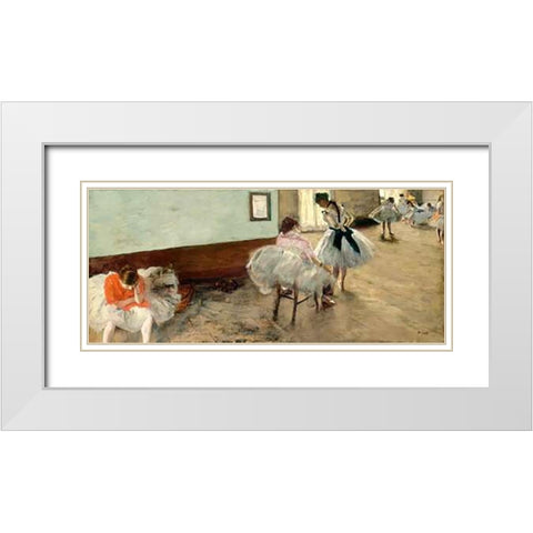 The Dance Lesson, c. 1879 White Modern Wood Framed Art Print with Double Matting by Degas, Edgar