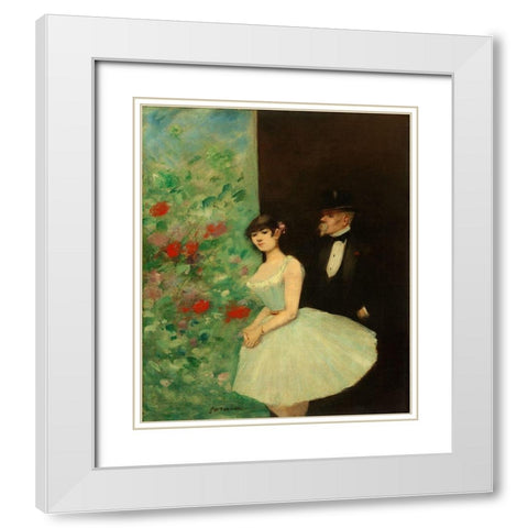 Behind the Scenes, c. 1880 White Modern Wood Framed Art Print with Double Matting by Forain, Jean-Louis