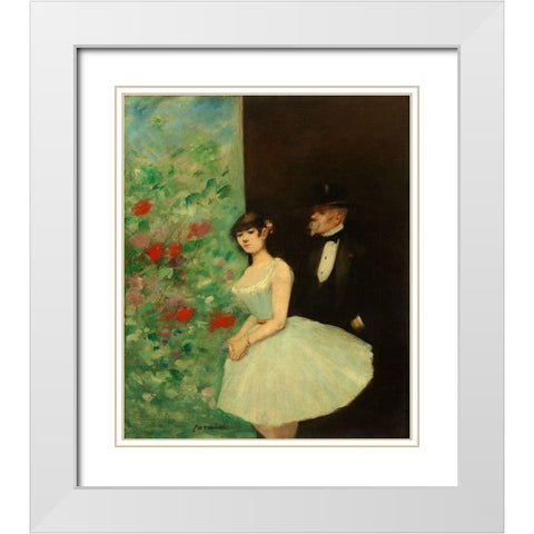 Behind the Scenes, c. 1880 White Modern Wood Framed Art Print with Double Matting by Forain, Jean-Louis