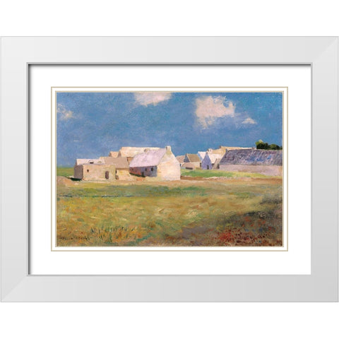 Breton Village, 1890 White Modern Wood Framed Art Print with Double Matting by Redon, Odilon