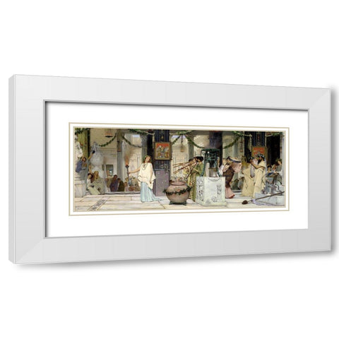 The Vintage Festival, 1871 White Modern Wood Framed Art Print with Double Matting by Alma-Tadema, Sir Lawrence