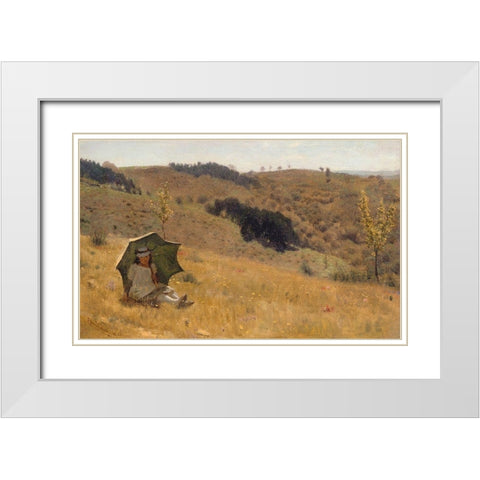 Sunny Days, 1874 White Modern Wood Framed Art Print with Double Matting by Alma-Tadema, Sir Lawrence