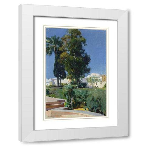 Corner of the Garden, Alcazar, Sevilla White Modern Wood Framed Art Print with Double Matting by Bastida, Joaquin Sorolla y