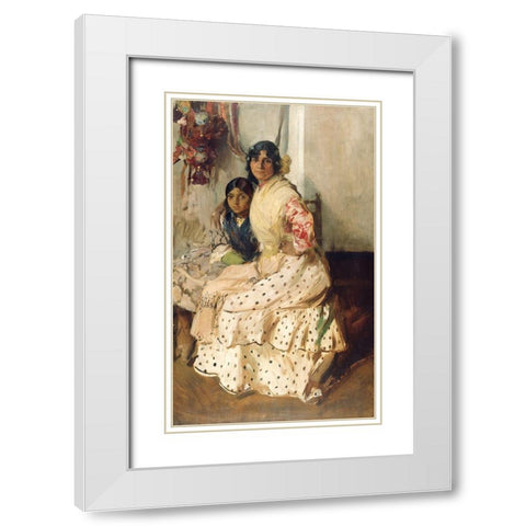 Pepilla the Gypsy and Her Daughter White Modern Wood Framed Art Print with Double Matting by Bastida, Joaquin Sorolla y