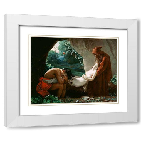 Burial of Atala White Modern Wood Framed Art Print with Double Matting by Louis Girodet de Roucy-Trioson, After Anne