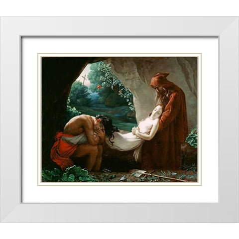 Burial of Atala White Modern Wood Framed Art Print with Double Matting by Louis Girodet de Roucy-Trioson, After Anne