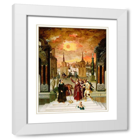 Dionysius the Areopagite Converting the Pagan Philosophers White Modern Wood Framed Art Print with Double Matting by Caron, Antoine