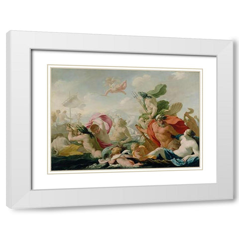 Marine Gods Paying Homage to Love White Modern Wood Framed Art Print with Double Matting by Le Sueur, Eustache