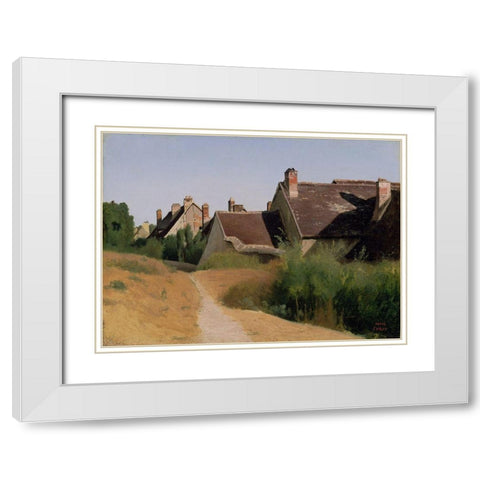 Houses near Orleans White Modern Wood Framed Art Print with Double Matting by Corot, Jean-Baptiste-Camille