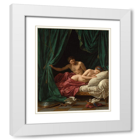 Mars and Venus, Allegory of Peace (Mars et Venus, allegorie sur la Paix) White Modern Wood Framed Art Print with Double Matting by Lagrenee, Louis Jean Francois