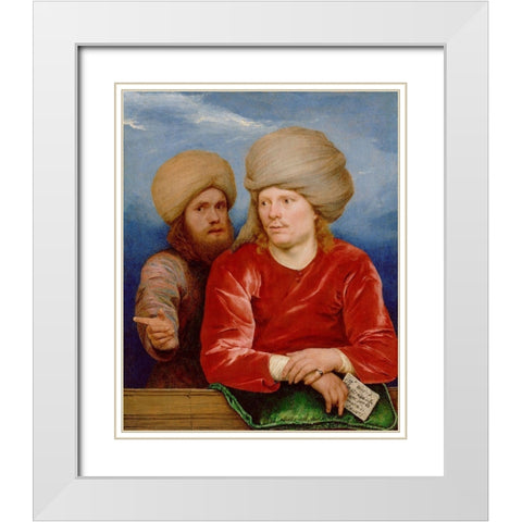 Double Portrait White Modern Wood Framed Art Print with Double Matting by Sweerts, Michael
