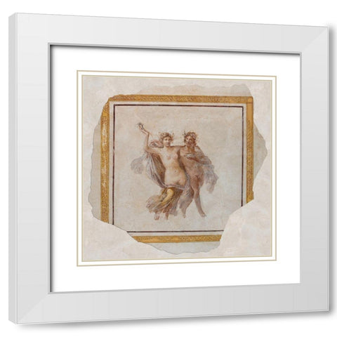 Fresco Panel Depicting Dionysos and Ariadne White Modern Wood Framed Art Print with Double Matting by Artisan, Unknown 1st Century Roman