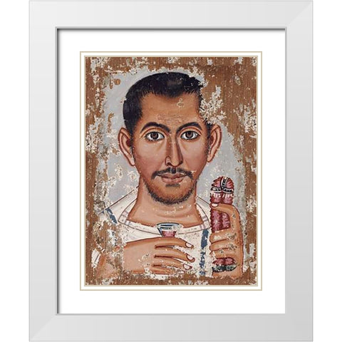 Mummy Portrait of a Bearded Man White Modern Wood Framed Art Print with Double Matting by Brooklyn Painter