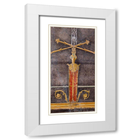 Wall Fragment with Architectural Motifs on Black Ground White Modern Wood Framed Art Print with Double Matting by Artisan, Unknown 1st Century Roman