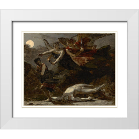 Justice and Divine Vengeance Pursuing Crime White Modern Wood Framed Art Print with Double Matting by Prudhon, Pierre-Paul