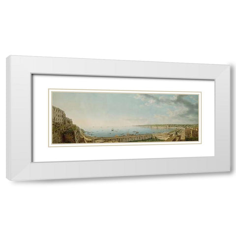 A View of the Bay of Naples, Looking Southwest from the Pizzofalcone towards Capo di Vintageilippo White Modern Wood Framed Art Print with Double Matting by Lusieri, Giovanni Battista